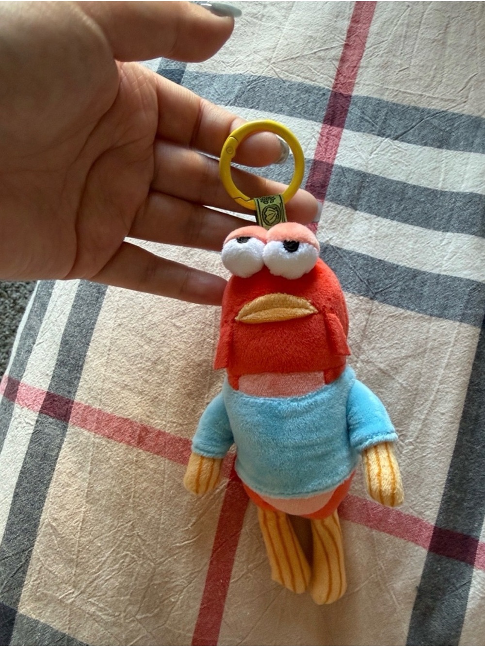 Plush Bird Clip-On Keychain in Red, Blue and Yellow